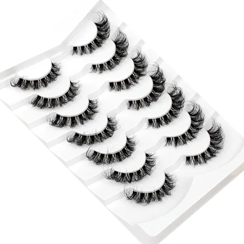 Miniatura 761 de Pooplunch - Pestañas postizas finas de visón sintético, estilo ojo de gato, naturales, cruzadas, tipo racimo, efecto 8D de volumen, tiras