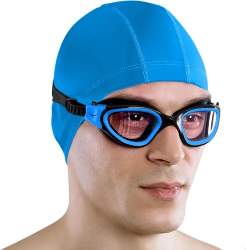 Miniatura 49 de AqtivAqua DX - Gafas de natación con visión amplia para adultos, hombres y mujeres, antiempañamiento y sin fugas Gafas negras + funda plateada