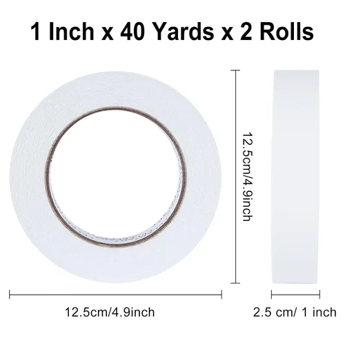 Miniatura 2 de Cinta adhesiva de doble cara de 1 pulgada x 40 yardas, 2 rollos de cinta adhesiva de doble cara, cinta adhesiva de doble cara, para artes