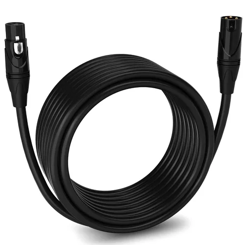 Miniatura 163 de LyxPro Cable de micrófono XLR hembra a macho de ángulo recto de 3 pines de 1.5 pies para altavoces amplificados, interfaz de audio, rendimiento