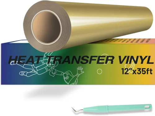 Miniatura 25 de HTVRONT - Rollo de vinilo de transferencia de calor 12 x 35 pies, vinilo amarillo HTV para camisas, vinilo para Cricut y Cameo, fácil de cortar