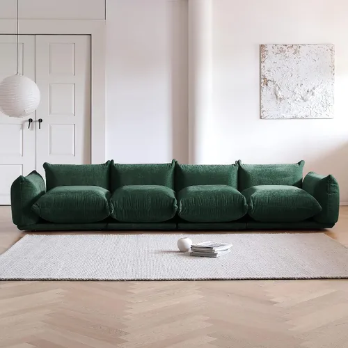 Miniatura 32 de WJShome - Sofá seccional modular, sofá de chenilla de 264 cm de lana minimalista, sofá convertible de 3 plazas, sofá de sala de estar ancho