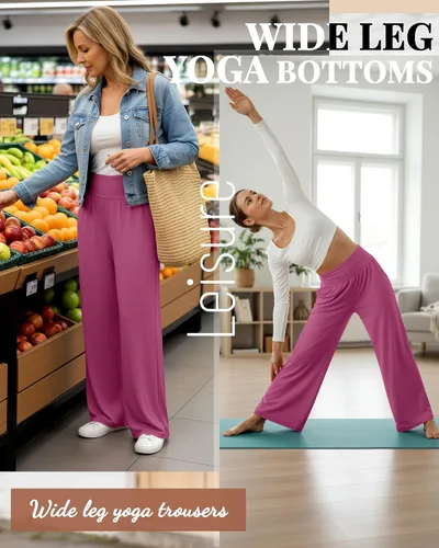 Miniatura 84 de Neer - Conjunto de 3 pantalones de yoga de pierna ancha para mujer - Pantalones deportivos cómodos, holgados, de cintura alta y casuales