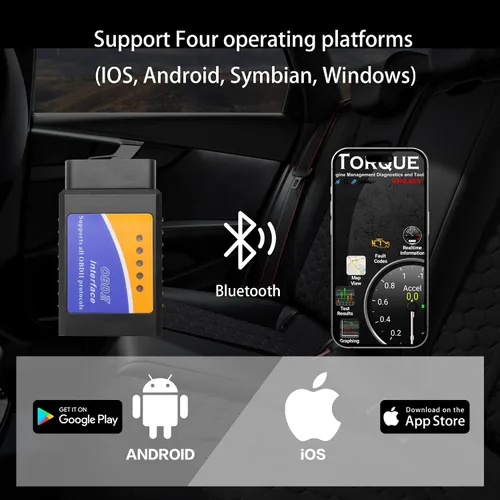 Miniatura 3 de YAODHAOD Escáner OBD2 Bluetooth para iPhone, iOS, Android, Windows, herramienta de diagnóstico de diagnóstico de coche, ELM327 OBDII lector