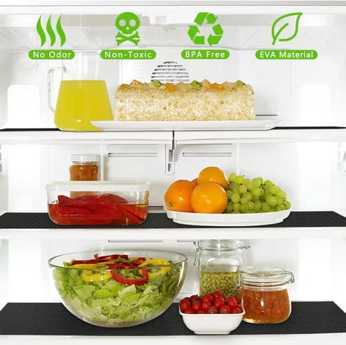 Miniatura 2 de WochiTV Forro para estantes de gabinetes, cajón 11.8 pulgadas x 4.9 pies, protectores impermeables de plástico EVA no adhesivo para cocina, Negro