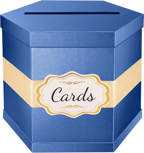Miniatura 10 de ROSEGLD Caja de tarjetas, caja de recepción de tarjetas con cinta de 14 x 12 x 12 pulgadas, elegante soporte para tarjetas para bodas, graduaciones