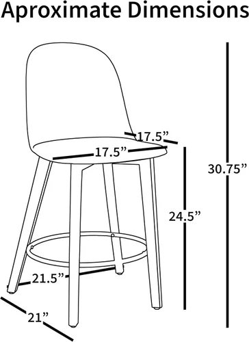 Miniatura 2 de 2xhome Juego de 2 taburetes de bar de altura de mostrador Asiento de plástico moldeado moderno de mediados de siglo Patas de madera maciza