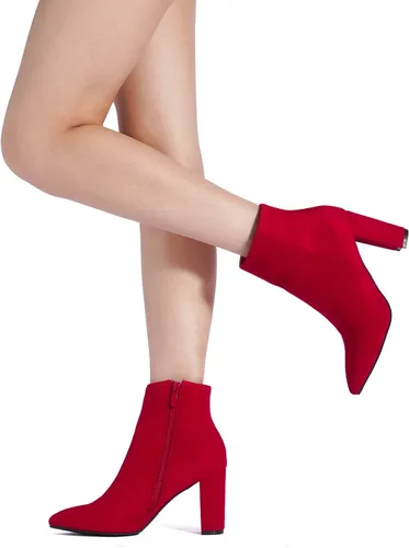 Miniatura 7 de DREAM PAIRS - Botines de tacón grueso para mujer, botas hasta el tobillo con punta puntiaguda