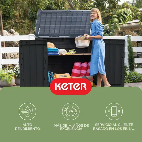Miniatura 16 de Keter Store-It-Out Prime - Cobertizo de almacenamiento exterior de resina de 4.3 x 3.7 pies con bisagras de fácil elevación, perfecto para Negro