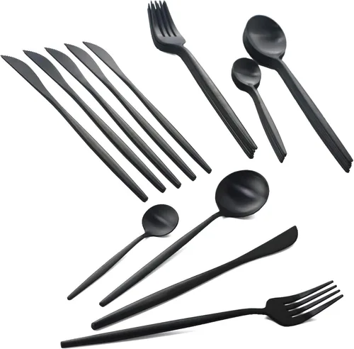 Miniatura 12 de JASHII Juego de cubiertos de acero inoxidable de 24 piezas, juego de cubiertos de servicio para 6, utensilios para cocina, aptos para lavavajillas