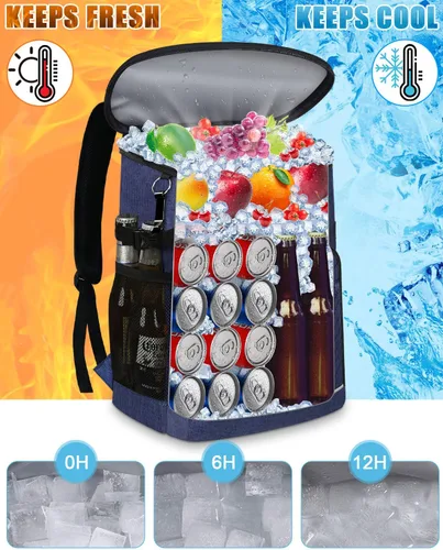 Miniatura 4 de Mochila enfriadora aislada a prueba de fugas, impermeable, mochila enfriadora de 30/45 latas, gran capacidad, ligera, para viajes, camping, playa
