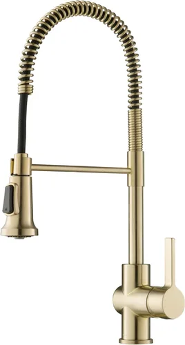 Miniatura 21 de Kraus Coda - Grifo de cocina de estilo comercial de una sola manija con 2 funciones, extraíble en latón cepillado sin manchas, KPF-1617BB