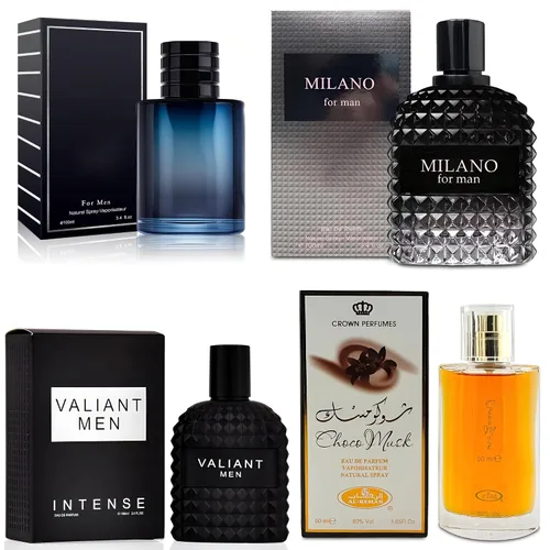 Miniatura 26 de AFLUXE Juego de 4 Colonias para Hombre Incluye Choco Musk/SE/Victory Infamous/Milano Aroma de Madera, Picante, Cítrico y Aromático eau de parfum Set
