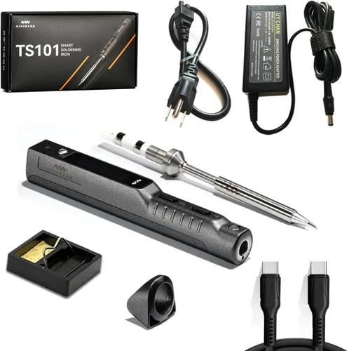 Miniatura 10 de Kit de estación de soldador original TS101 de UY CHAN, actualizado de TS100, DC 65W, PD 45W, mini soldador eléctrico portátil inteligente