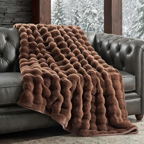 Miniatura 12 de EverGrace - Manta ultra suave de lujo, esponjosa, de pelo de conejo sintético, cálida y gruesa, para cama, reversible, para sofá, silla, color gris