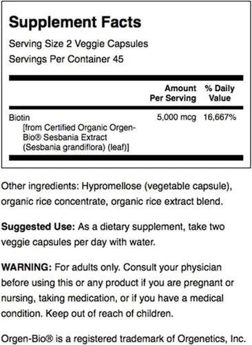 Miniatura 2 de Swanson Real Food Biotina Vitamina B-7 Cabello Piel Metabolismo de Uñas Salud de Extracto de Árbol de Colibrí Orgánico Vegano Sin Gluten Sin OMG B7