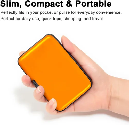 Miniatura 14 de Soporte para tarjetas de crédito, cartera metálica con bloqueo RFID para tarjetas de identificación para mujeres y hombres, funda rígida de aluminio