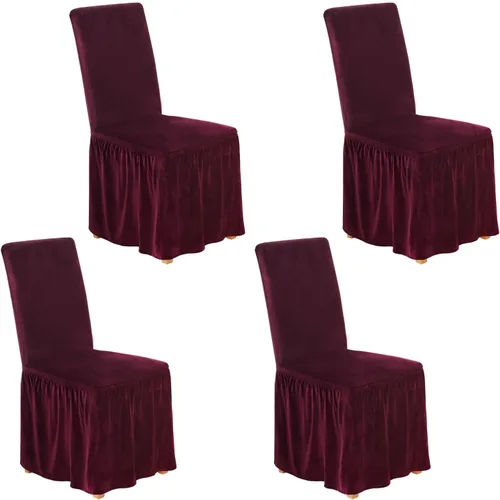 Miniatura 21 de NICEEC Fundas de silla de elastano para sillas de comedor, juego de 6 fundas de sillas de comedor extraíbles con falda, fundas de silla de comedor