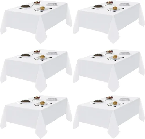 Miniatura 30 de Romanstile Mantel rectangular de poliéster, paquete de 2 manteles rectangulares de 60 x 84 pulgadas, resistentes a las manchas y a las arrugas, Negro