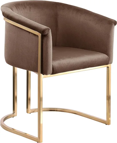 Miniatura 12 de Meridian Furniture 758Beige-C Tierra Collection Modern Silla de comedor tapizada contemporánea con lujoso terciopelo beige, acabado de latón