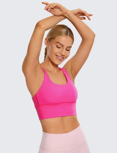 Miniatura 2 de CRZ YOGA Sujetadores deportivos de tirantes largos para mujer, sin varillas, acolchados, cruzados, para yoga, recortados