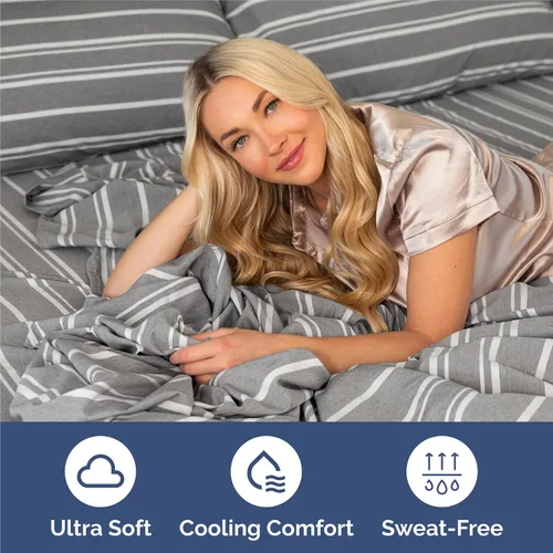 Miniatura 4 de Juego de sábanas divididas tamaño King de 5 piezas, cómodo, transpirable y refrescante, ropa de cama de lujo de hotel para mujeres, hombres, niños