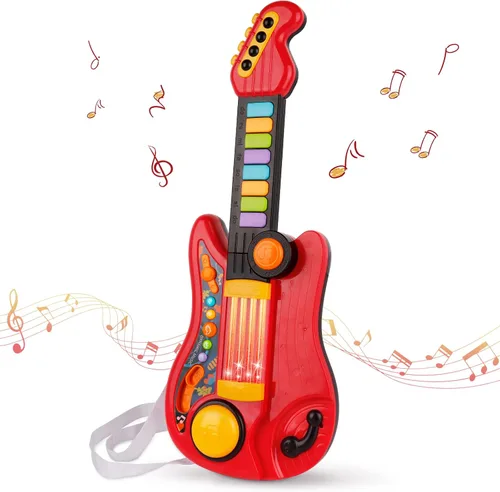 Miniatura 8 de Guitarra para niños 2 en 1 Instrumentos musicales para niños Piano para niños pequeños Juguete de guitarra eléctrica con correa Juguetes musicales