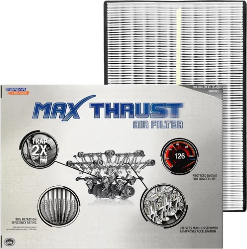 Miniatura 44 de Filtro de aire de motor Spearhead MPG Defense Max Thrust para vehículos de todo kilometraje, se adapta como el OEM, restaura MPG y aceleración