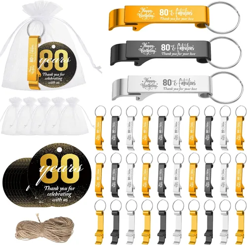 Miniatura 13 de Dandat 50 Sets 40th Birthday Party Favors for Guests Birthday Beer Opener Keychain Cheers to 40 Bottle Opener Keychain with Thank You Cards and Gift