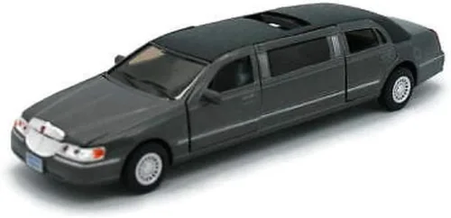 KiNSMART 1999 Lincoln Town Car - Limusina elástica negra de 7 pulgadas, escala 1:38, modelo de metal fundido a presión, juguete de limusina
