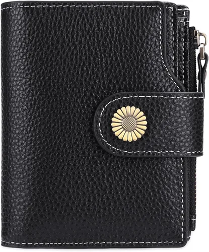 Miniatura 21 de FALAN MULE Cartera pequeña para mujer, de piel, plegable, compacta, pequeña, con bloqueo RFID, amarillo, antiguo (Antique Yellow), Cartera Rfid