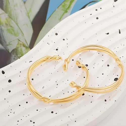 Miniatura 7 de PEARLADA Brazalete de oro de 18 quilates para mujer, pulsera gruesa y abierta, ajustable, joyería de moda