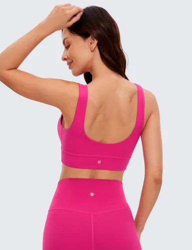 Miniatura 76 de CRZ YOGA Butterluxe - Brasier deportivo con espalda en U para mujer, cuello redondo, acolchado, de bajo impacto, para yoga, entrenamiento