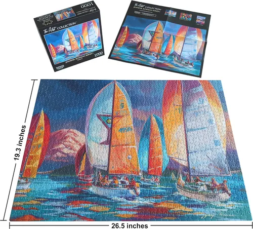 Miniatura 2 de Rompecabezas de 1000 piezas difíciles de Nearly Impossible con ilustraciones de velero con licencia elegante, rompecabezas más difíciles