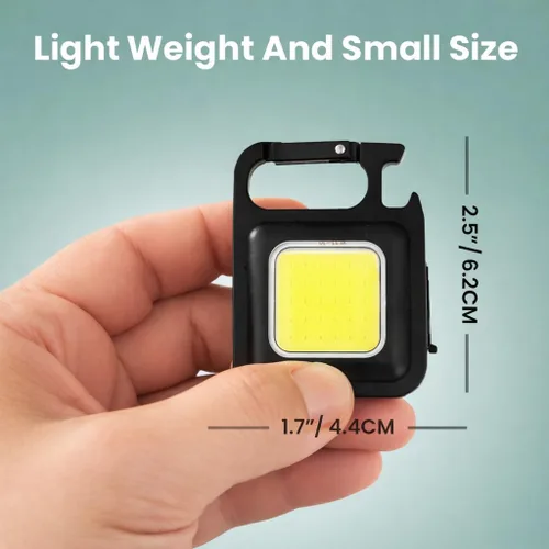 Miniatura 5 de Linterna recargable COB llavero – Ultra brillante 800 lúmenes, 4 modos, base magnética, abrebotellas, soporte plegable – Luz de trabajo LED compacta
