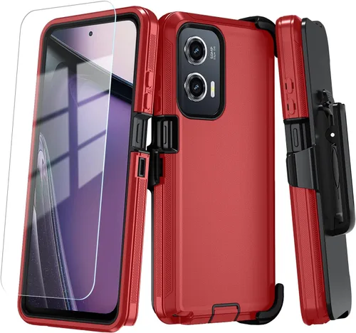 Qinmay Funda para Motorola Moto G Stylus 5G 2024 con protector de pantalla HD, resistente, a prueba de golpes y caídas, funda de 3 capas para Moto G