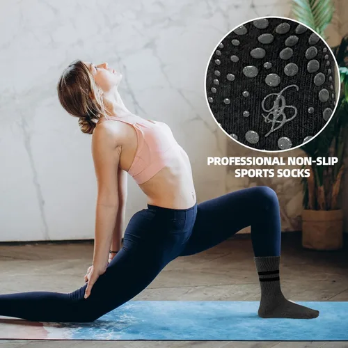 Miniatura 5 de JCZANXI Calcetines de yoga con empuñaduras para mujer, calcetines antideslizantes para yoga, pilates, barras, danza Calcetines acolchados ideales