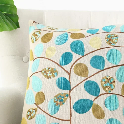 Miniatura 6 de CaliTime Funda de cojín para sofá, decoración del hogar, felpilla de lujo con hojas bonitas de ambos lados, 18 x 18 pulgadas, color azul crudo