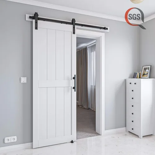Miniatura 7 de Puerta corrediza de granero MDF de 30 x 80 pulgadas con kit de herrajes para puerta de granero de 5 pies, losa para puerta de granero con superficie