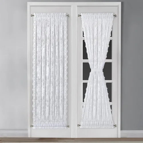 Miniatura 7 de Warm Home Designs Cortinas negras para puerta francesa. El par de cortinas de encaje con rosas inglesas viene con 2 alzapaños gratis. Las cortinas