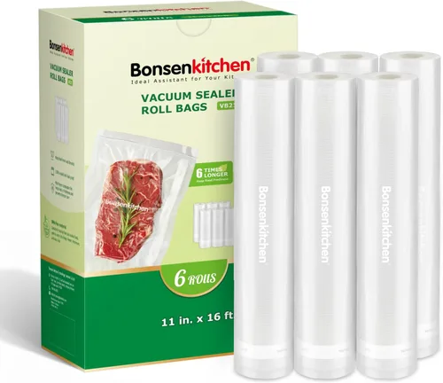Miniatura 13 de Bonsenkitchen Bolsas Selladoras al Vacío, Rollos de 11" x 20' Paquete de 2 para Conservación de Alimentos, Sin BPA, Resistente, Rollo de Alimentos