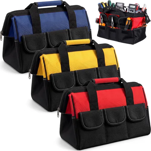 Miniatura 23 de Sanwuta - Paquete de 3 bolsas para herramientas, alta resistencia, fondo rígido impermeable, boca ancha, para electricista, carpintero, mecánico, 13
