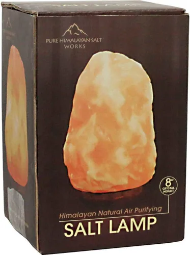 Miniatura 2 de Pure Himalayan Salt Works Lámpara de sal del Himalaya 100% natural, lámpara de sal de cristal rosa con base de madera, incluye bombilla de 15 W
