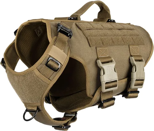 Miniatura 25 de ICEFANG - Arnés táctico para perro con 6 hebillas, chaleco con sistema molle con asa para perro, 3/4 del cuerpo, panel con velcro para parche