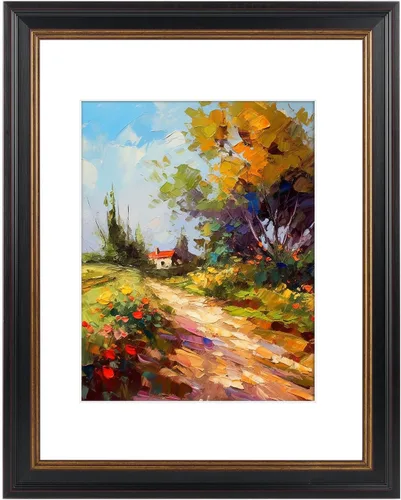 Golden State Art, Marco de fotos negro de 11 x 14 pulgadas con borde burdeos y dorado, tapete blanco para fotos o fotos de 8 x 10 pulgadas y cristal