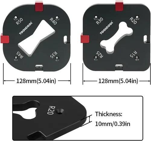 Miniatura 2 de TOOLCOOL Router Corner Radius Template Router Radius Jig Aleación de aluminio Esquina Guía de enrutamiento Conjunto Uso con enrutador de mesa