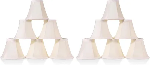 Miniatura 11 de Wellmet Pantallas de Araña, SOLO PARA BOMBILLAS DE CANDELABRO, Pantallas de Lámpara con Ajuste de Clip, 3" X 6" X 5", Juego de 6 Piezas Blanco crema