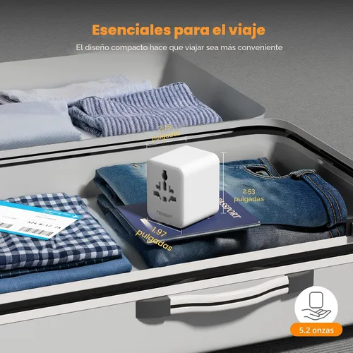 Miniatura 7 de TESSAN Adaptador de viaje universal, adaptador de corriente internacional con 4 puertos USB (1 USB C), adaptador de enchufe mundial cargador