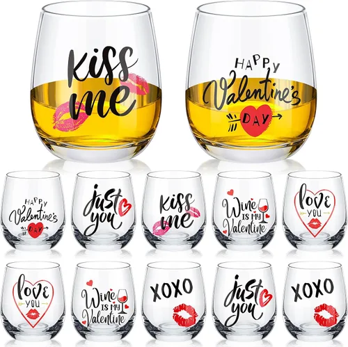 Miniatura 11 de Zhehao 12 vasos de vino sin tallo de Acción de Gracias de 12 onzas, vasos de calabaza y pavo, vasos de vacaciones, regalos ideales para otoño