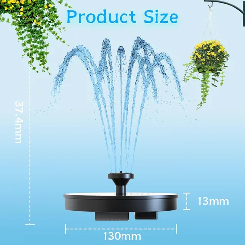 Miniatura 6 de AMZtime Fuente Solar de Agua, Fuentes Solares de Baño para Pájaros Mejoradas con 6 Boquillas, Bomba de Fuente Solar Flotante y Independiente